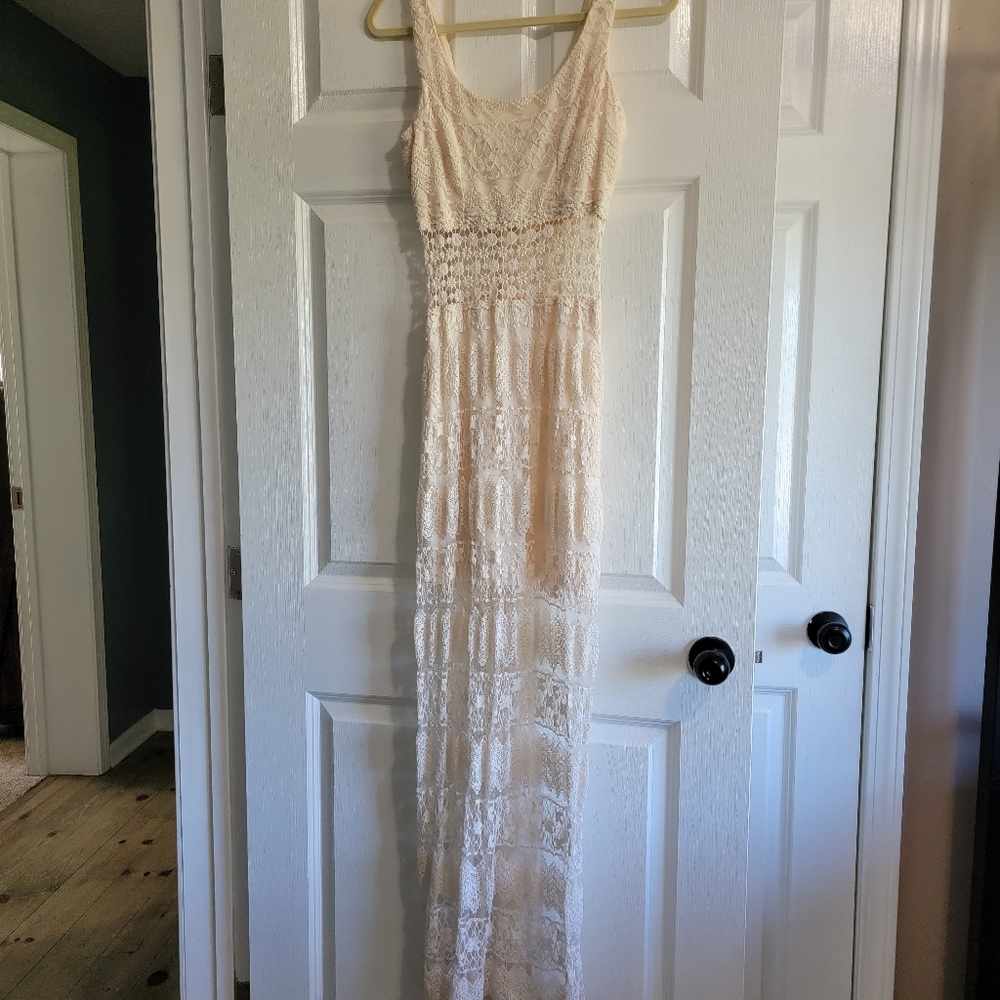 Lace Maxi Dress with Cut Out